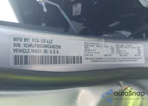 2021 Jeep Grand Cherokee Limited 4X4 from USA, damaged, VIN 1C4RJFBG0MC645236